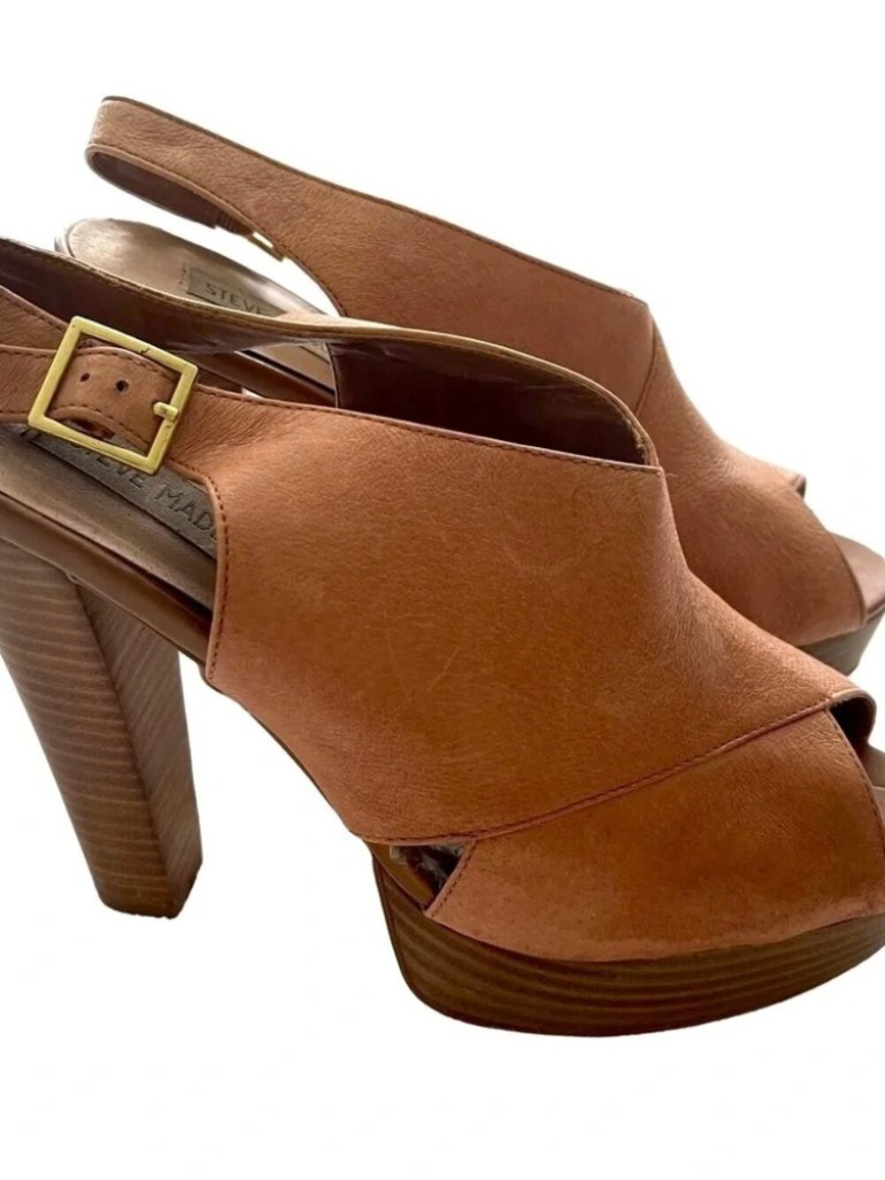 STEVE MADDEN Giaa Giigi Brown Leather Platform shoes. High Heel. Size 8